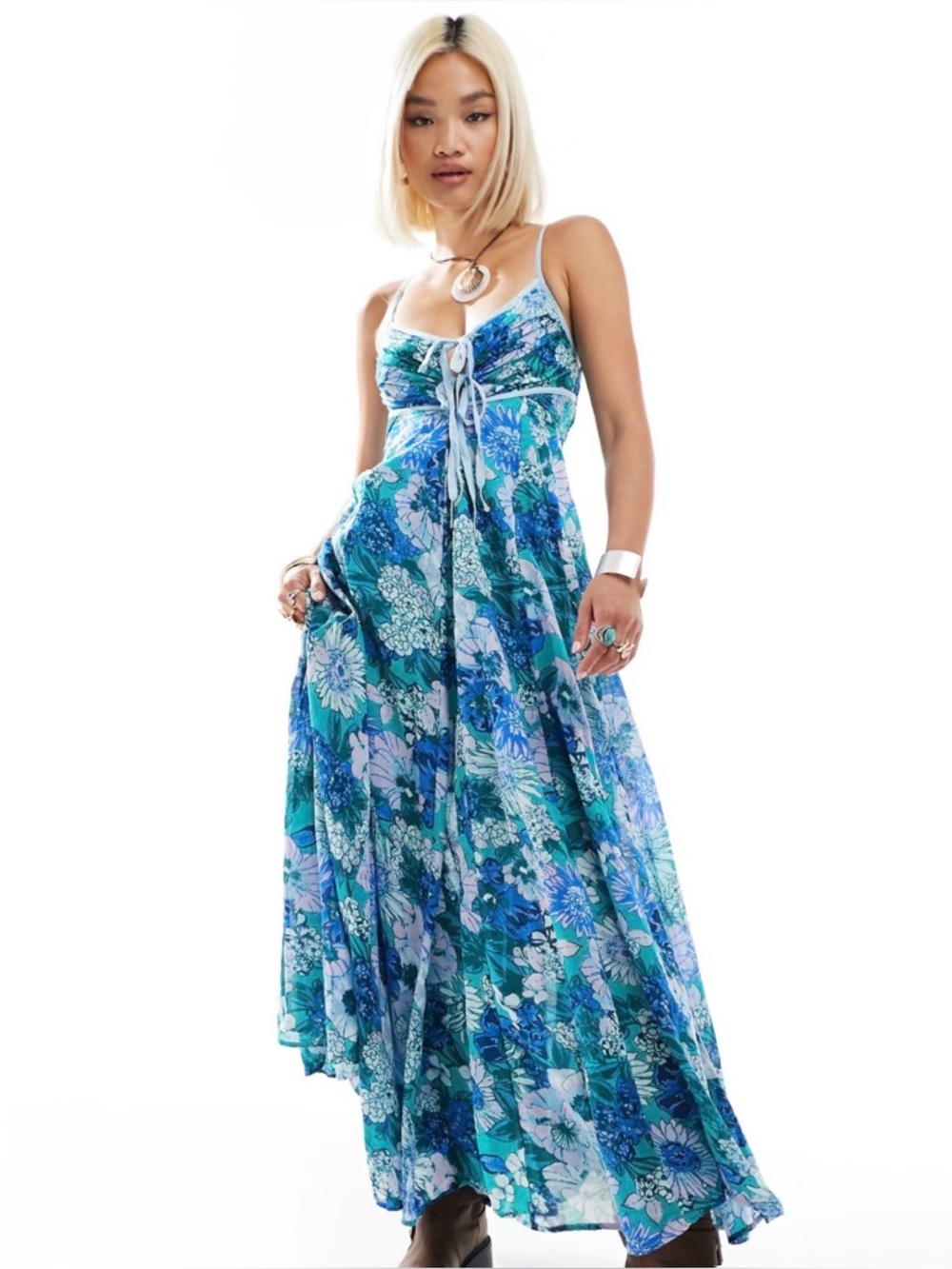 Free People Dream Weaver bloom floral cami maxi dress in blue - Picture 3 of 4
